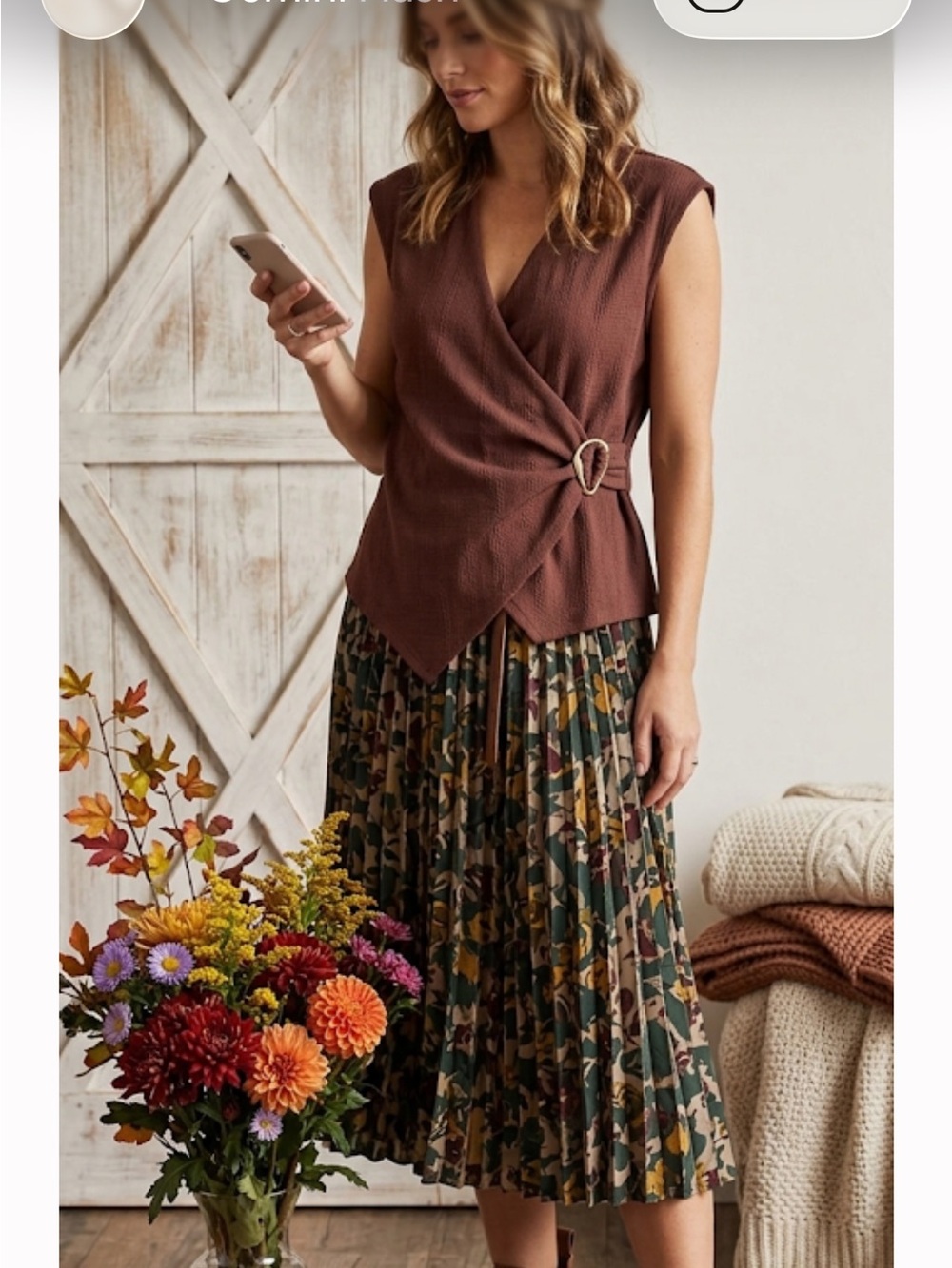 Maeve Anthropology brown  Wrap-Front Sleeveless Top nwt 19 ptp
